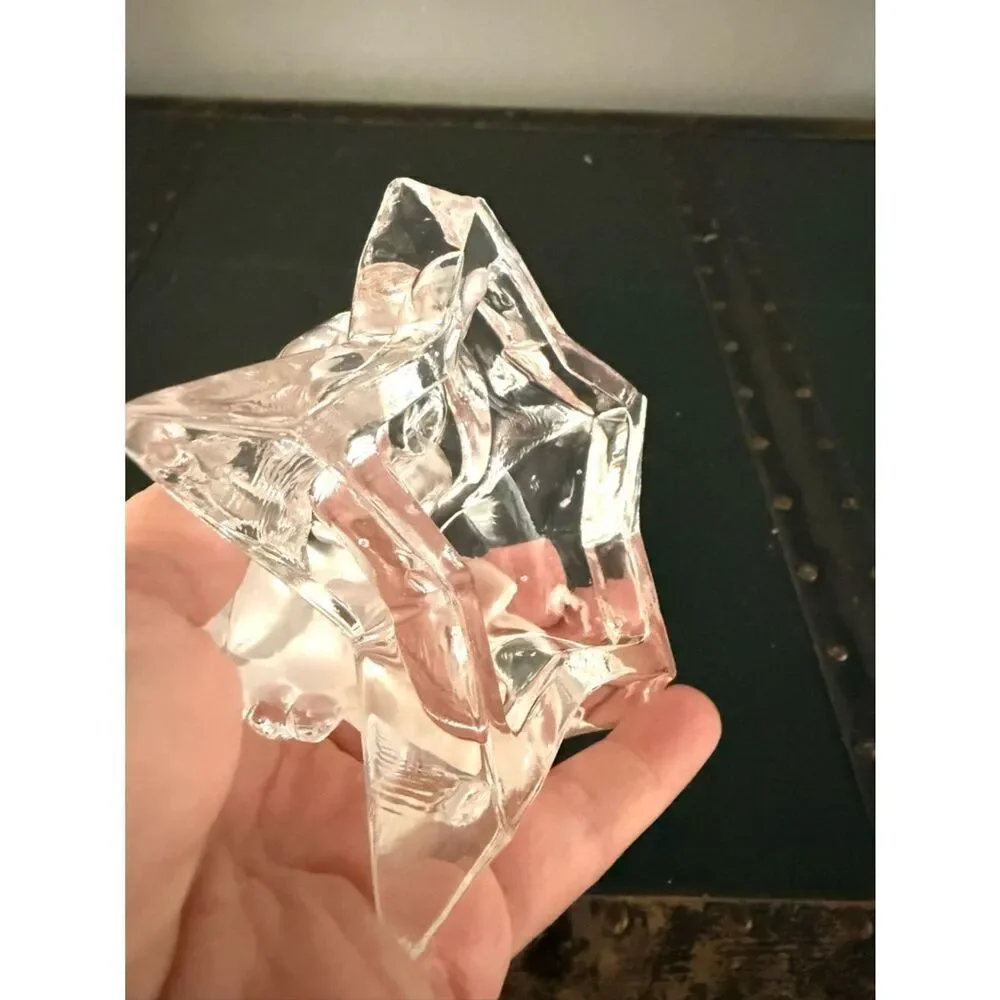 Vintage Crystal Child Angel Candle Holder on a star Figurine 4 inch tall